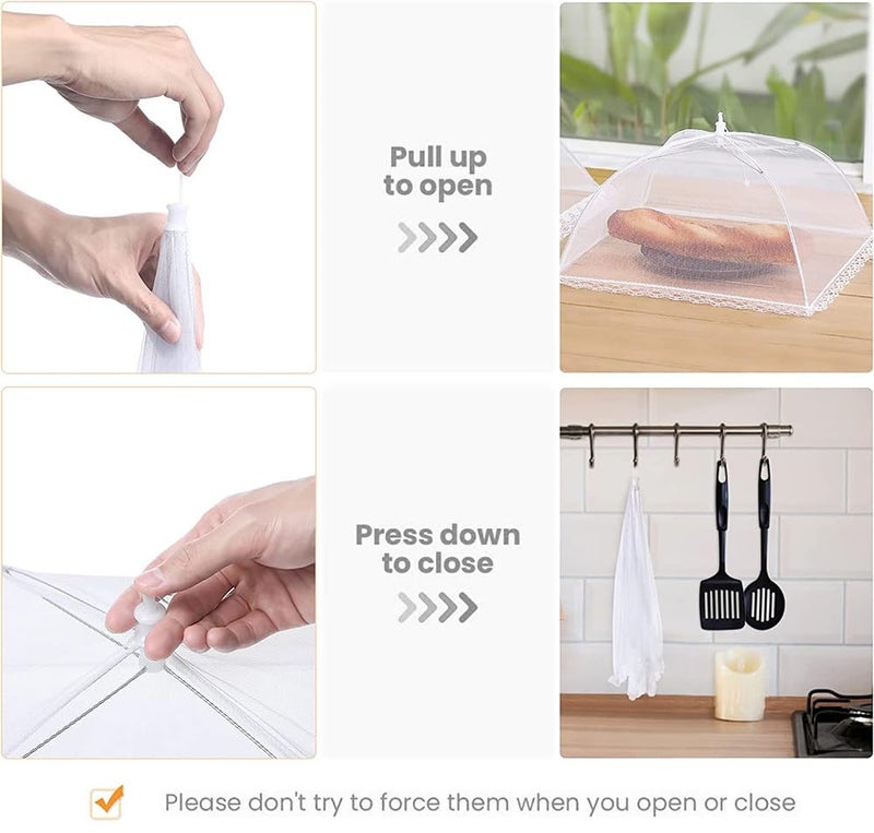 Roysmart Mesh Material Fly Cover Pack of 2 Fly Covers for Food Foldable Cake Cover Fly Screen Food Cover Perfect Fly Protection for Food Fruit BBQ - Image 3