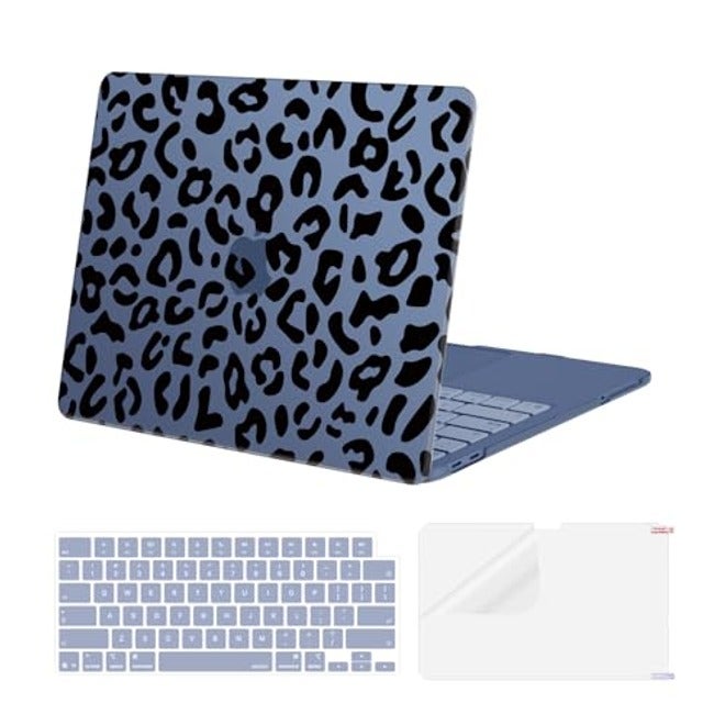 حقيبة صلبة بنقشة الفهد من MOSISO متوافقة مع MacBook Neo 13 إنش 2026 (A3404)، أسود