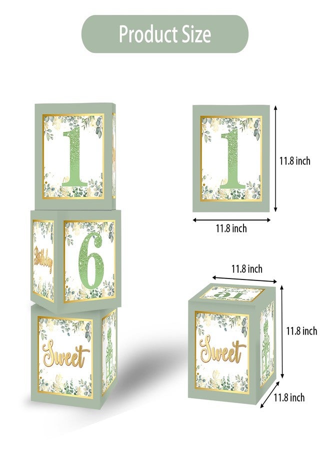 Racenaf Sweet 16 Party Decorations Boxes - 3Pcs Sage Green and Gold 16th Birthday Decorations Balloons Boxes for Girls Women Sweet Sixteen Party Cardboard Box Decor, 16th Birthday Party Supplies - Image 2