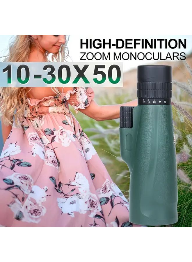 Green Monocular Telescope 10 30x50 Zoom Focus Bird Watching Long Range Compact - Image 5
