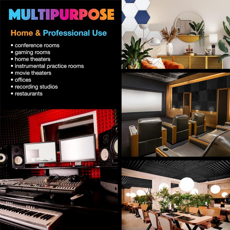 Sonic Acoustics حزمة من 12 لوحة صوتية هكسائية ثلاثية الأبعاد من ، مقاسات 14" × 12" × 0.2"، عالية الكثافة، تمتص الصوت، عازلة للصوت، لون برتقالي - Image 5