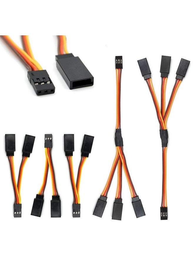 elechawk Servo Y Harness Splitter Cable 3 Pin Connector Wire Male To Female 4 Way Extension Lead Compatible With Jr Futaba Rc Car Airplanes (3Pcs 1To2 And 2Pcs 1To3) - Image 2
