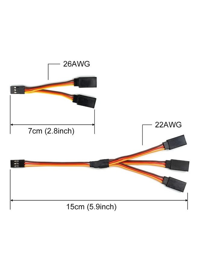 elechawk Servo Y Harness Splitter Cable 3 Pin Connector Wire Male To Female 4 Way Extension Lead Compatible With Jr Futaba Rc Car Airplanes (3Pcs 1To2 And 2Pcs 1To3) - Image 3