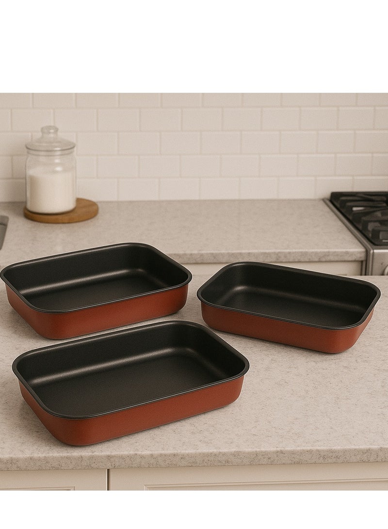 Alsaif مجموعة من 3 صواني خبز مستطيلة غير لاصقة من فيترو 37 و 41 و 45 سم - Image 2