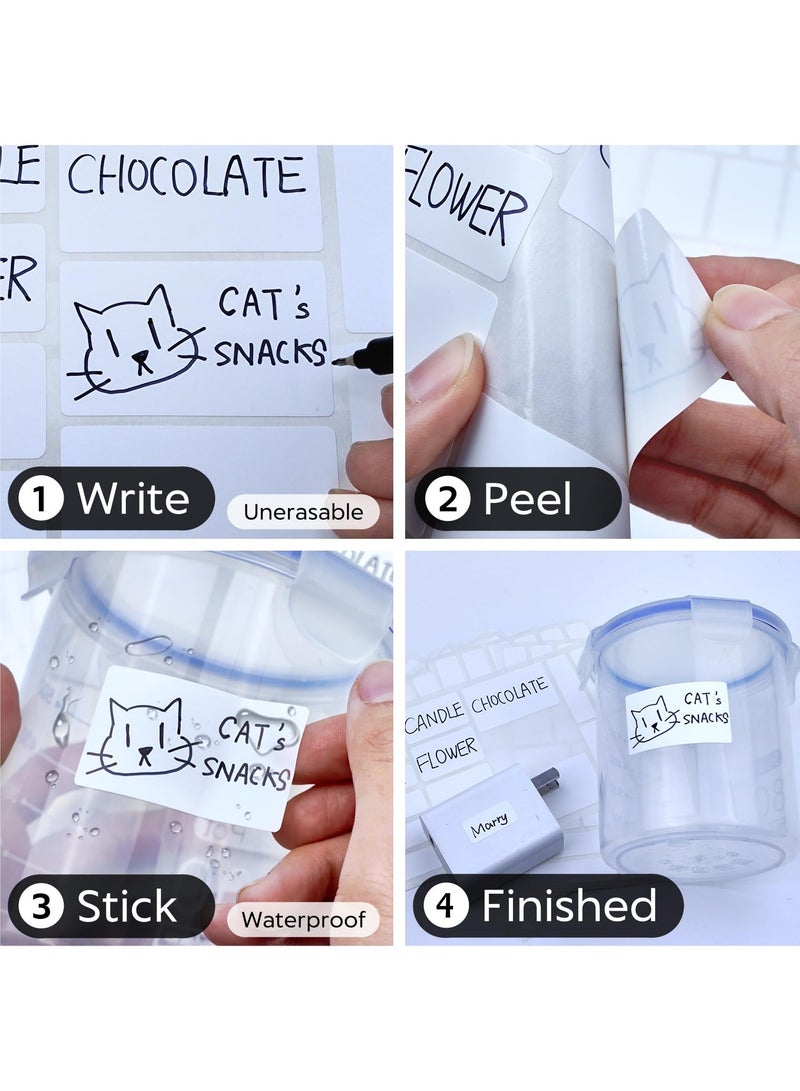 SYOSI 170Pcs Removable Labels for Jars, Labels for Storage Bins, Small Labels for Kitchen Food Containers with 1 Liquid Chalk Marker for Jars Labels, Home Organization Labels, White and Black (2 Set ) - Image 2