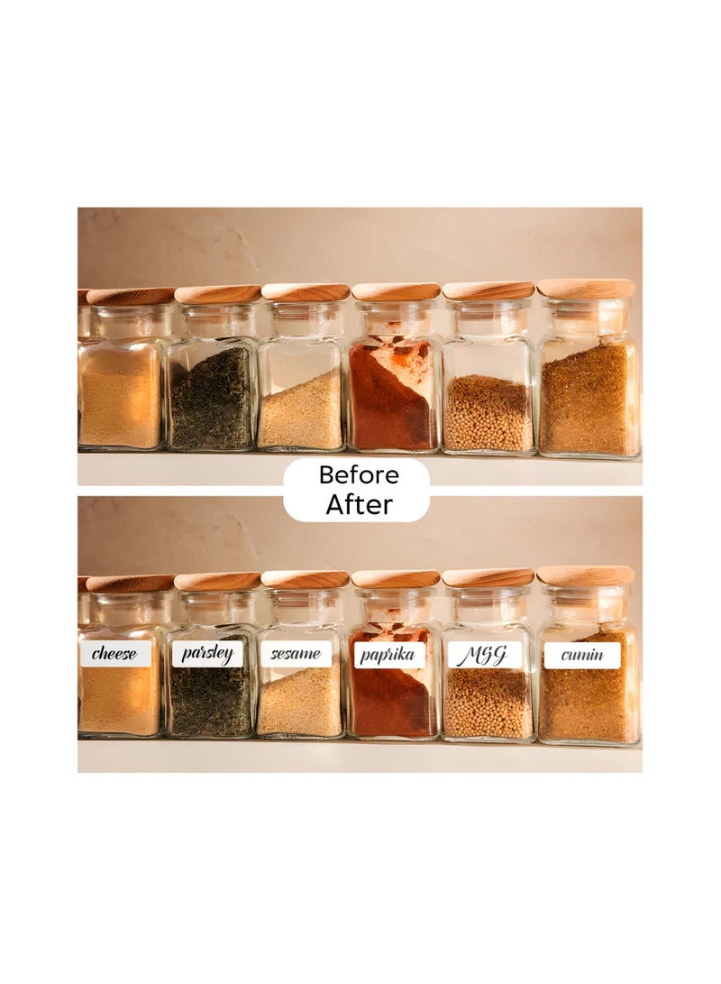 SYOSI 170Pcs Removable Labels for Jars, Labels for Storage Bins, Small Labels for Kitchen Food Containers with 1 Liquid Chalk Marker for Jars Labels, Home Organization Labels, White and Black (2 Set ) - Image 5