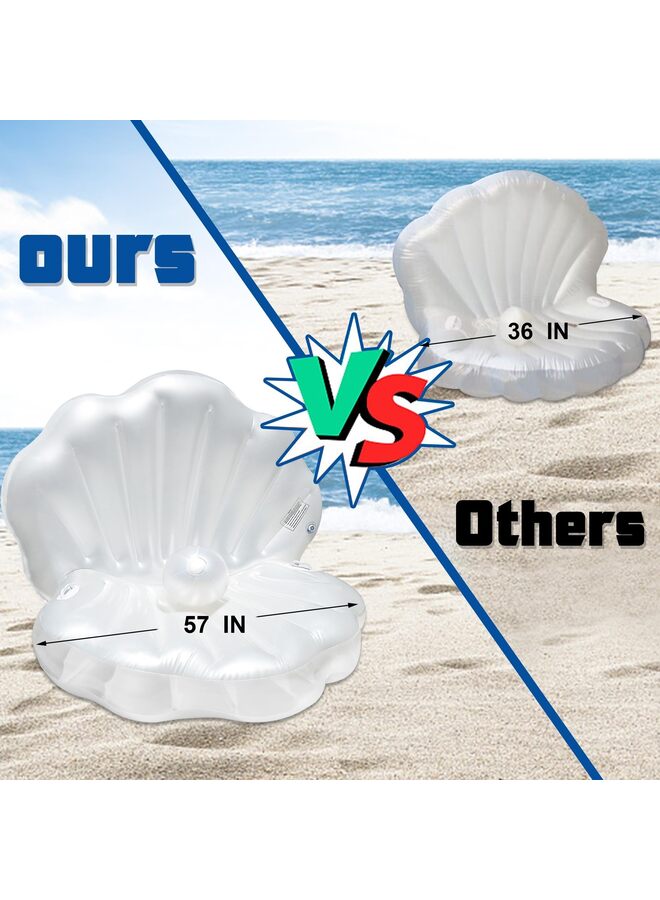 Inflatable Seashell Pool Float, Blow Up Giant Clam Floatie with Pearl Ball, Shell Pool Floating Ride On Raft Chair for Swimming Pool Summer Beach Party for Adults - Image 3