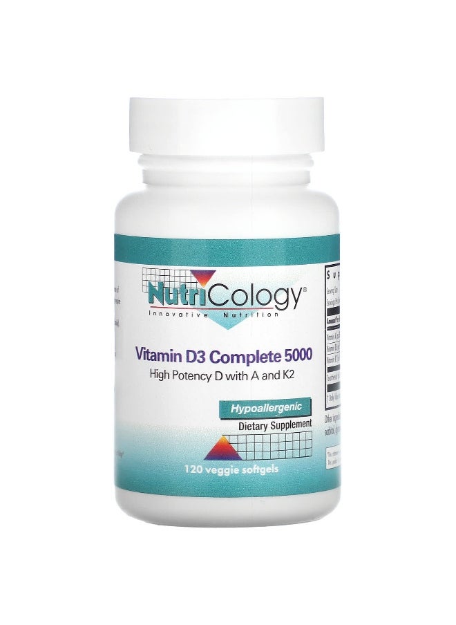 Nutricology Nutricology, Vitamin D3 Complete 5000, 120 Veggie Softgels  - Image 1