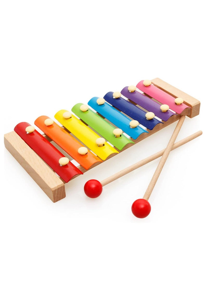 قبو سحري 4 IN 1 WOODEN Early Education Baby Toys, (Sorting & Stacking Toys + Piano Xylophone + Bead Maze Roller Coaster + Color Balls Sorting) Toddlers Montessori Wooden Toys for Boys Girls  - Image 4