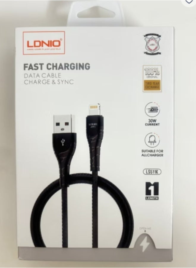 لدنيو شاحن آيفون 30 واط، كابل USB إلى Lightning بطول 1 متر، سلك شحن سريع متوافق مع iPhone 14/13/12/11 Pro Max/XS MAX/XR/XS/X/8/7/Plus/6S/6/SE/5S/iPad - Image 3
