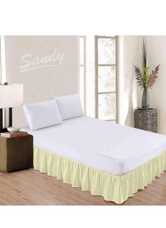 Sandy SANDY  High Hotel Quality Bed Skirt 1 Piece, Twin Single Size 100 X 200 + 25 cm, Tailored Drop, Classic Plain Solid ,Soft & Decorating, Light Yellow  - Image 1