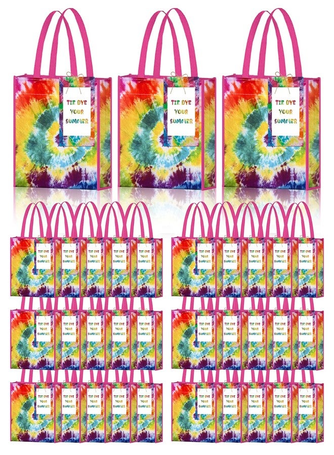 Jiytivity 30 Pcs Tie Dye Party Favor Bags Colorful Tie Dye Goodie Bags with Card for Summer Party Favors Bulk Summer Tropical Beach Pool Birthday Supplies - Image 1
