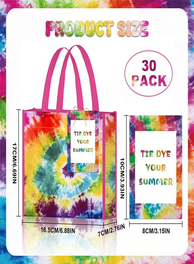 Jiytivity 30 Pcs Tie Dye Party Favor Bags Colorful Tie Dye Goodie Bags with Card for Summer Party Favors Bulk Summer Tropical Beach Pool Birthday Supplies - Image 2