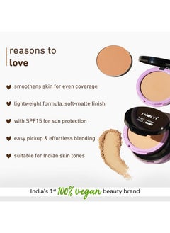 Plum Legit Matte Talcfree Compact With Spf15 Lightweight Even Coverage 100% Vegan & Cruelty Free Olive Gleam 127Y  - Image 2