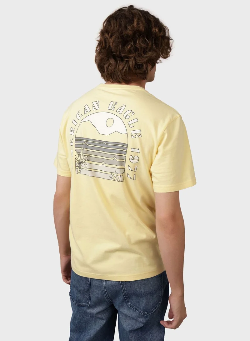 American Eagle Embroidered Graphic Crew Neck T-Shirt