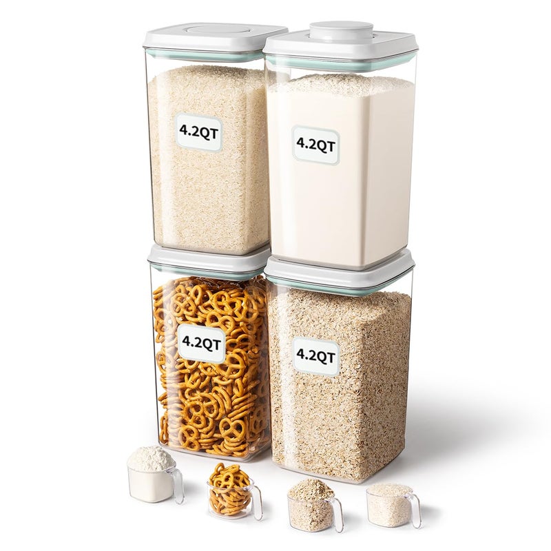 Ankou Airtight Food Storage Container with Pop Lid  130ml Scoop 4L42qt 4 BPAFree Cereal Rice Flour Pasta  Snack Container Stackable  DurableKitchen Pantry Organizer