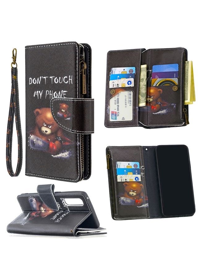 HuHa Case Cover For OPPO Find X2 Neo / OPPO Reno 3 Pro Colored Drawing Pattern Zipper Horizontal Flip Leather Case with Holder & Card Slots & Wallet Bear 