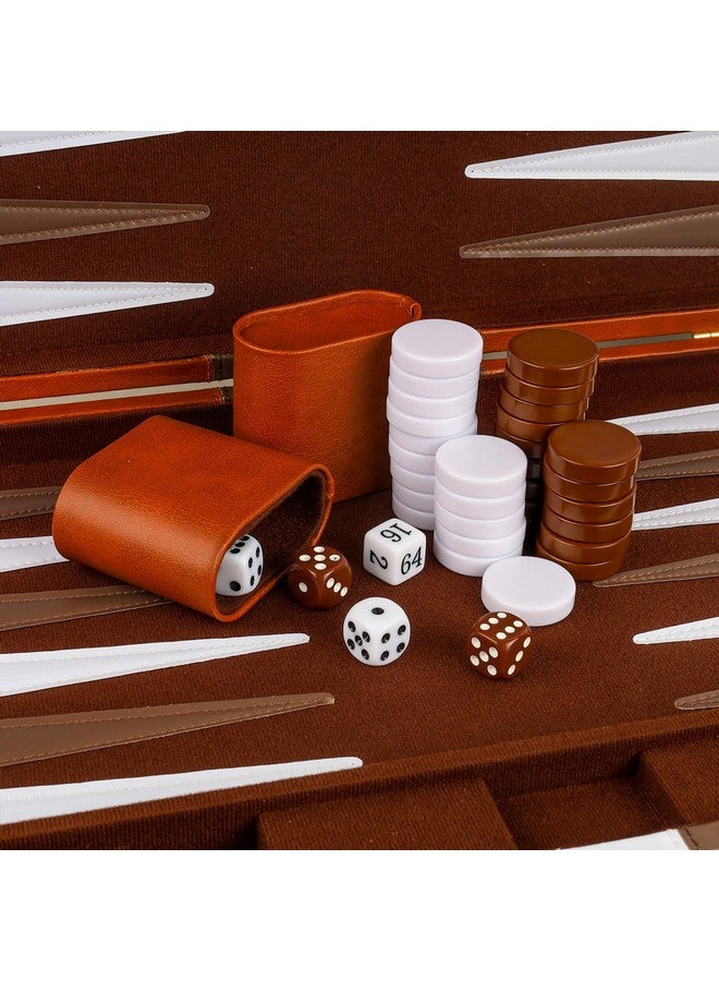 RERIVER Backgammon Set 2 Players Classic Backgammon Sets For Adults Board Game With Pu Leather Case Portable And Travel Backgammon Set (Brown, 18Inch) - Image 5