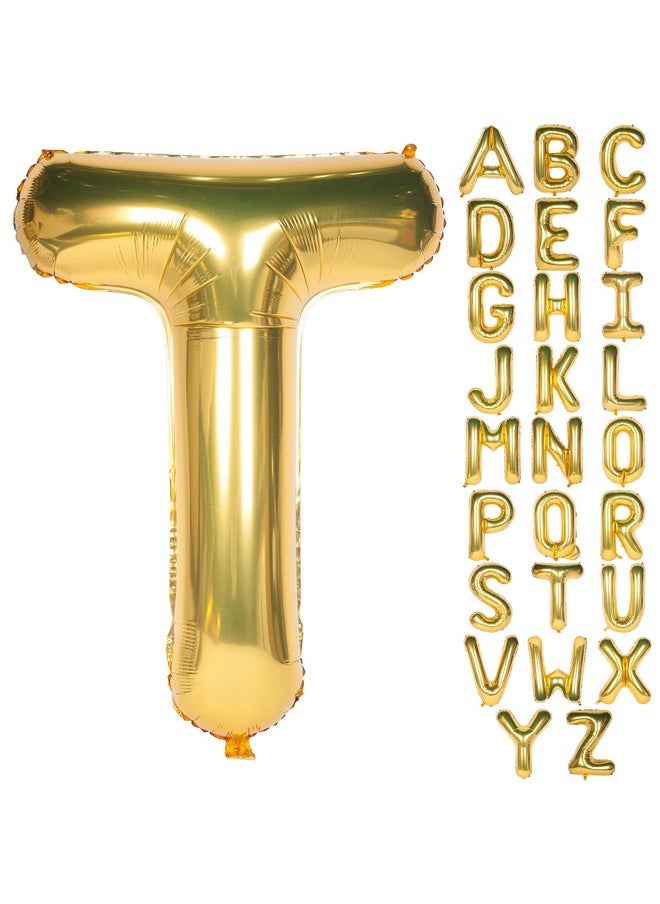 CHANGZHONG - Letter Balloons 40 Inch Giant Jumbo Helium Foil Mylar For Party Decorations Gold T - Image 1