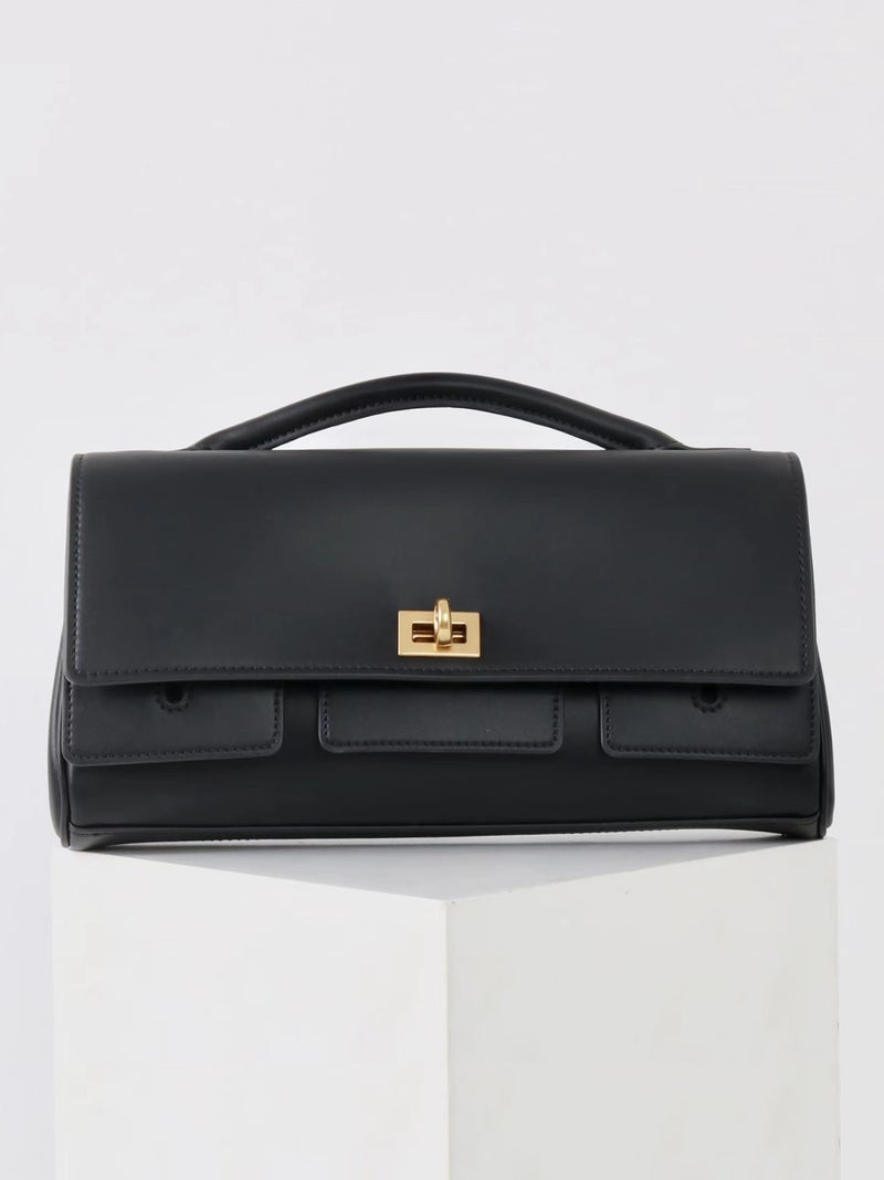 Cowhide Buckle Banquet Dinner Clutch Bag Belair Horizontal Small Square Bag High-End Shoulder Crossbody Bag - Image 2