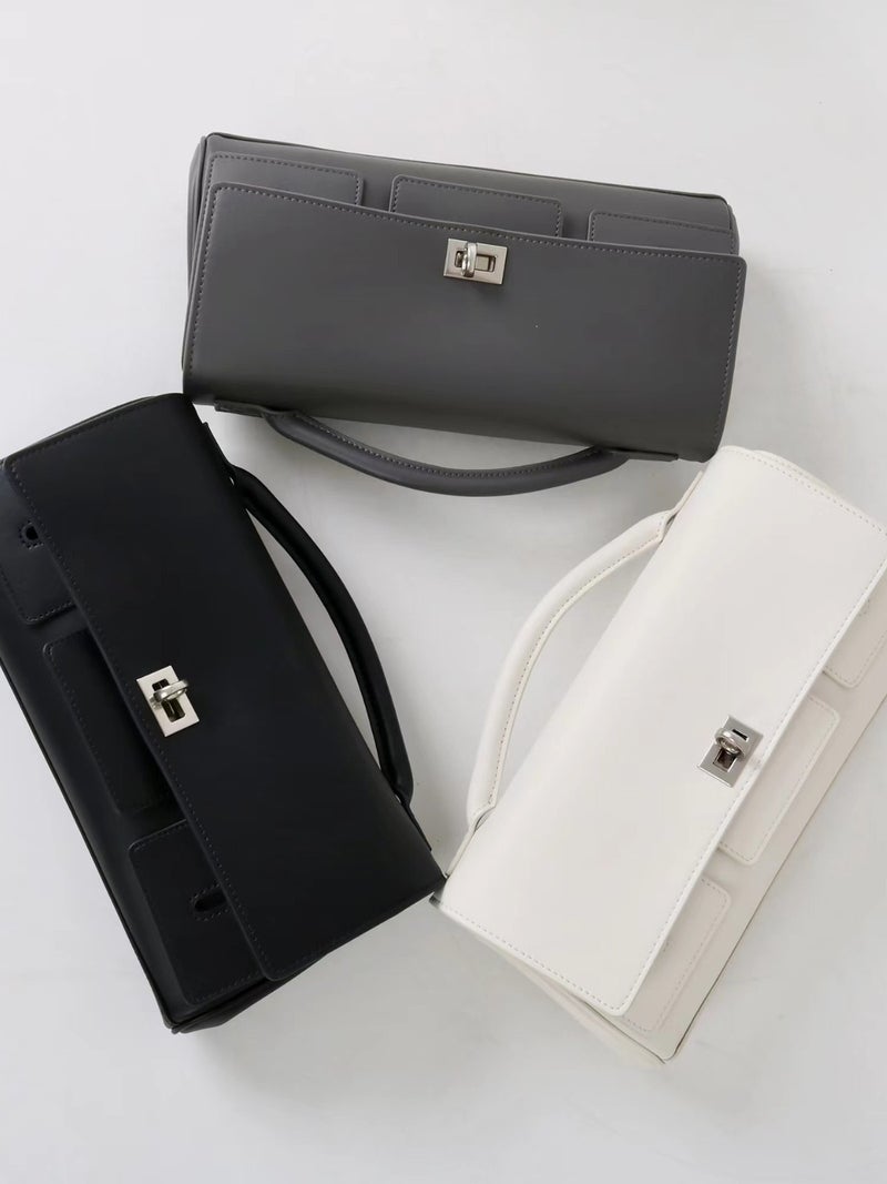 Cowhide Buckle Banquet Dinner Clutch Bag Belair Horizontal Small Square Bag High-End Shoulder Crossbody Bag - Image 5