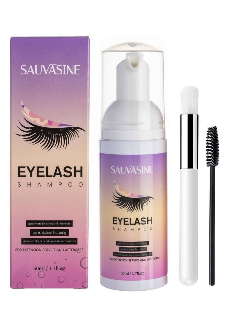 SAUVASINE Eye Lash Shampoo 50ml , Remove Makeup Residue & Mascara, Gentle Deep Cleansing and No Irritating or Burning for Eyelash Extension Foam , Perfect for Salon Use and Home Care  - Image 1