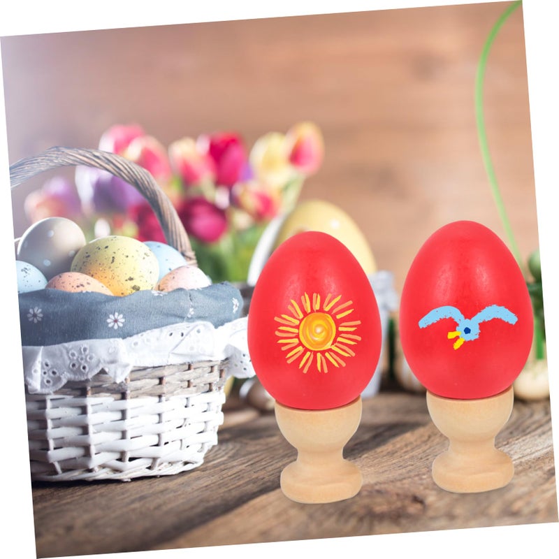 Natural Wooden Eggs for Crafts 12 Pack Realistic Simulation Decor DIY Easter Home Decoration - Image 5