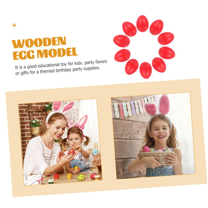 Natural Wooden Eggs for Crafts 12 Pack Realistic Simulation Decor DIY Easter Home Decoration - Image 4
