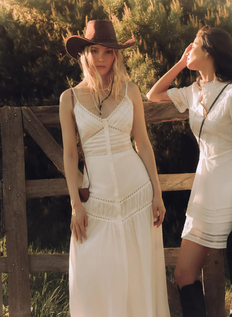 Lichi Fitted strappy midi dress with frontal zip