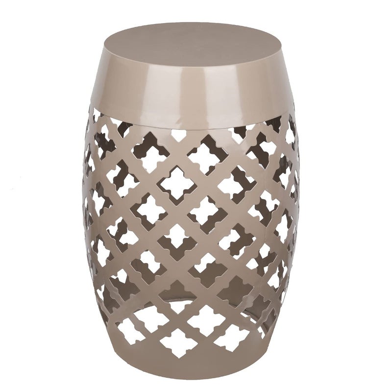 Vipush Outdoor Lace Cut Iron Side TablePatio Garden Stool Coffee End Table Nightstand for Small SpacesLiving RoomFront PorchPoolsideBrown