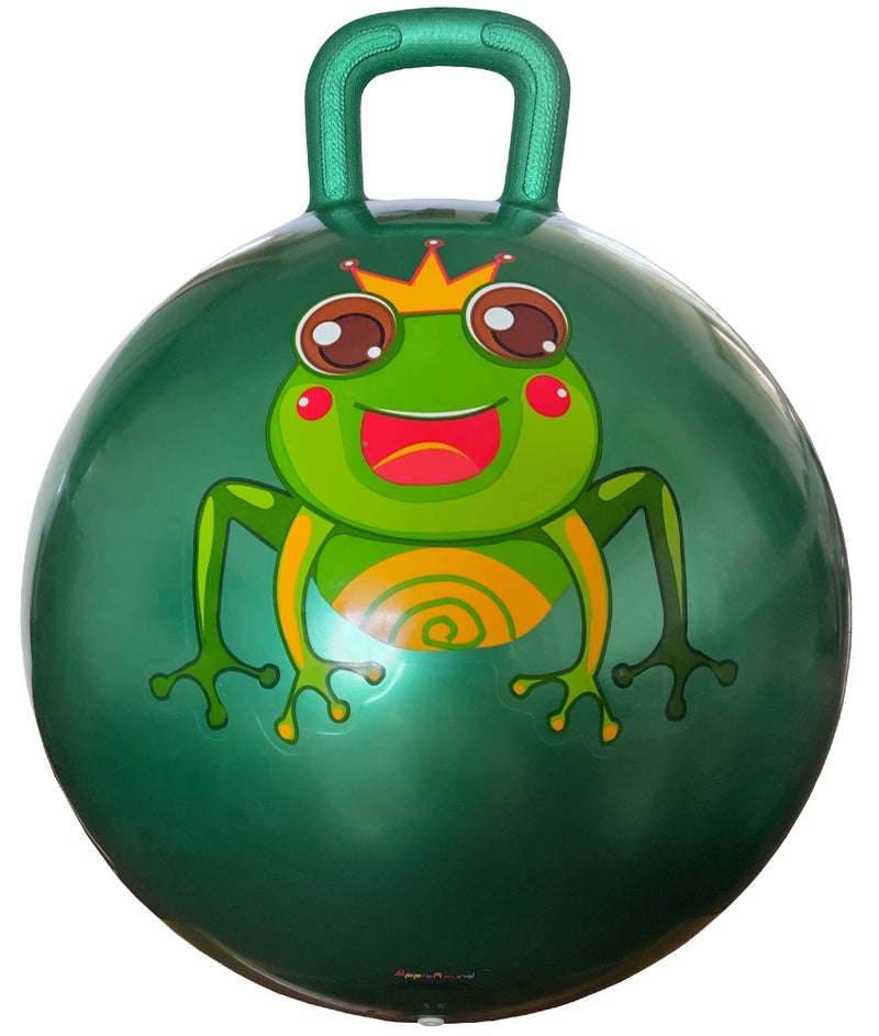 AppleRound Hippity Hoppity Hopball with Ball Pump 18in45cm Diameter for Age 37 Kangaroo Bouncer Space Hopper Ball with Handle for Children Printed Design Frog - Image 2