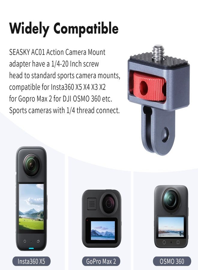 SEASKY AC01 Action Camera Mount Adapter Accessory 1/4 Inch Thread Aluminum Alloy Metal for Insta360 X5/X4/X3/X2 Sports Accessories - Image 2