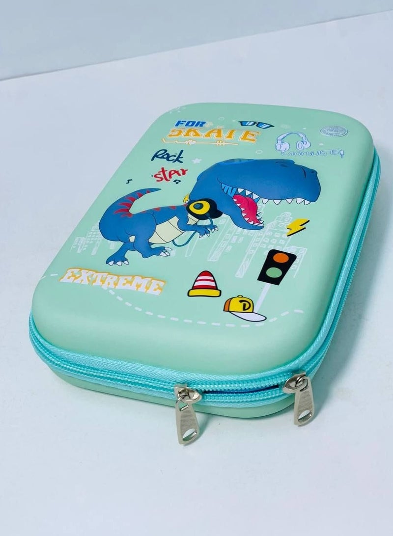 Pencil case with a raised face, leather material, silicone face, 2 zippers in different colors - Image 3