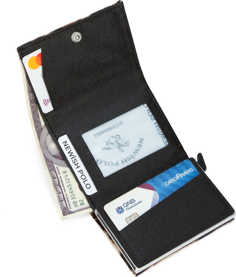 Newish Polo Women Leopard Pattern RFID Card Swipe Protective Mechanism Paper Money Compartment Gift Card Holder Wallet newpolo263  - Image 5