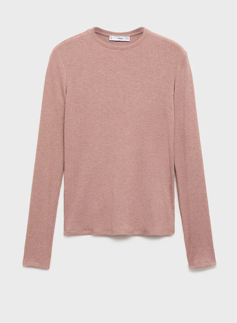 مانجو Essential Crew Neck Ribbed T-Shirt
