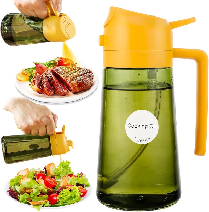 SweeHo Oil Sprayer for Cooking, 2 In 1 Oil Dispenser and Oil Sprayer (Orange+Dark Green) - Image 1