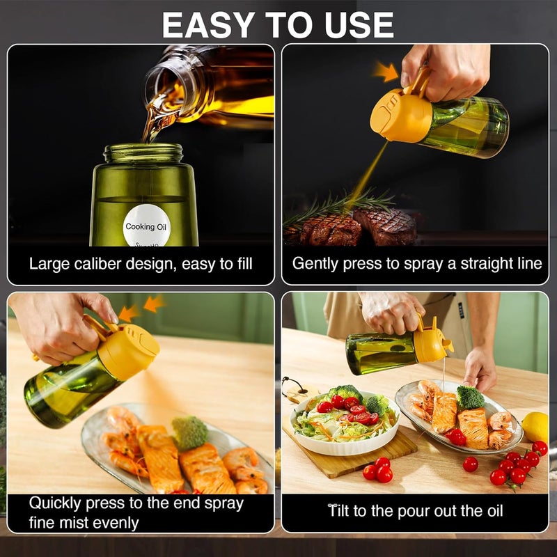 SweeHo Oil Sprayer for Cooking, 2 In 1 Oil Dispenser and Oil Sprayer (Orange+Dark Green) - Image 4
