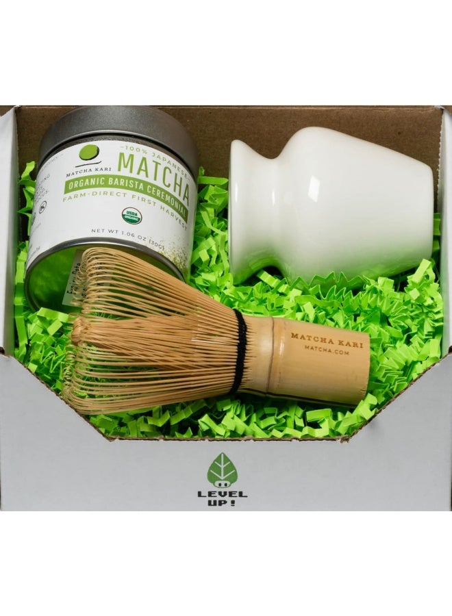 Matcha Kari Dr. Weil - Mini Tea Set - White- Ceremonial Organic Japanese and Whisk With Holder  - Image 3