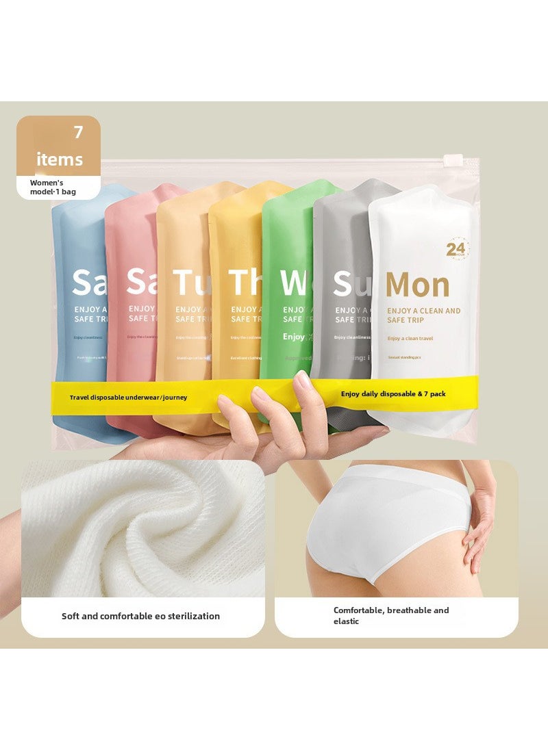 Generic 7-pack disposable underwear Womens Travel sterile pants confinement maternity menstrual period plus size shorts disposable daily disposable pants Disposable underwear 7 bags 