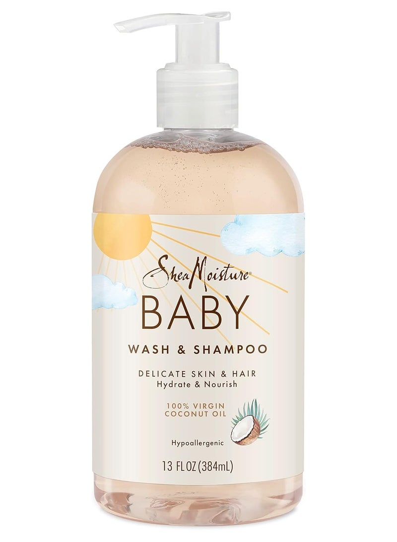 Shea Moisture Virgin Coconut Oil Baby Wash And Shampoo , 13 Oz., White, 384 ml
