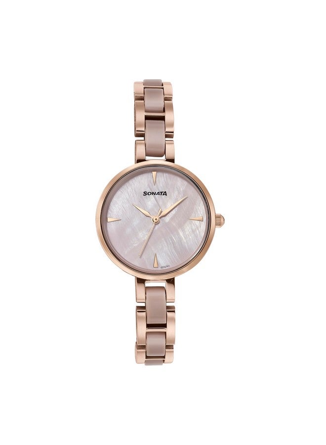 Sonata Quartz Analog Mother of Pearl Dial Two Toned Stainless Steel Strap Watch for Women - Image 1