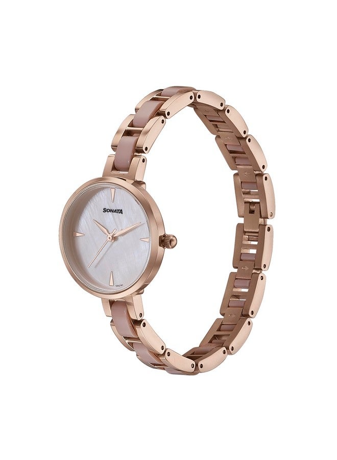 Sonata Quartz Analog Mother of Pearl Dial Two Toned Stainless Steel Strap Watch for Women - Image 3