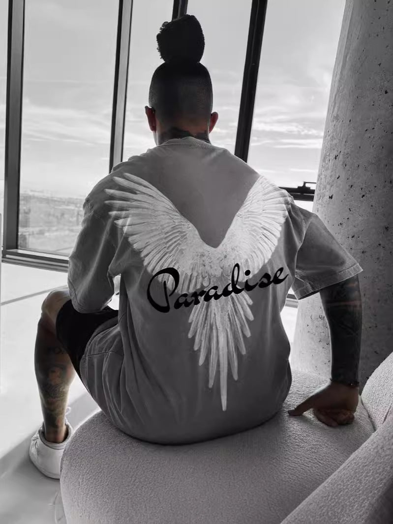 2024 Summer Men'S Casual Oversized Parrot Print T-Shirt Short-Sleeved Pure Cotton Trendy Print - Image 4
