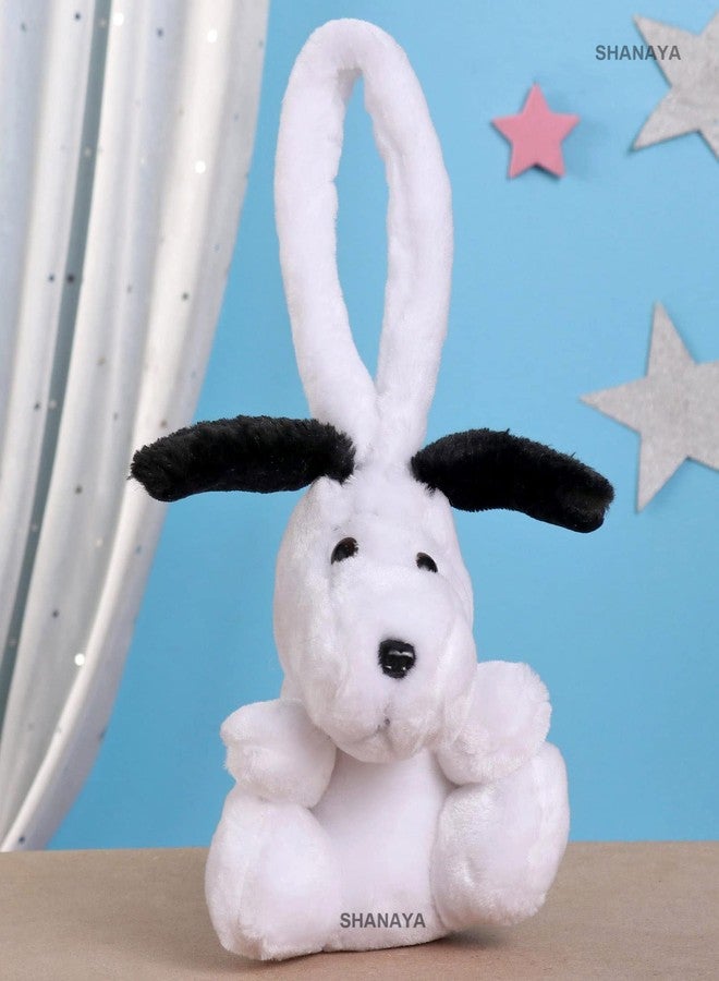 SHANAYA Hanging Soft Rattle Toys for Babies Girls Boys Car Seat Crib Cot Plush Short Fur Toy (White Dog) - Image 1