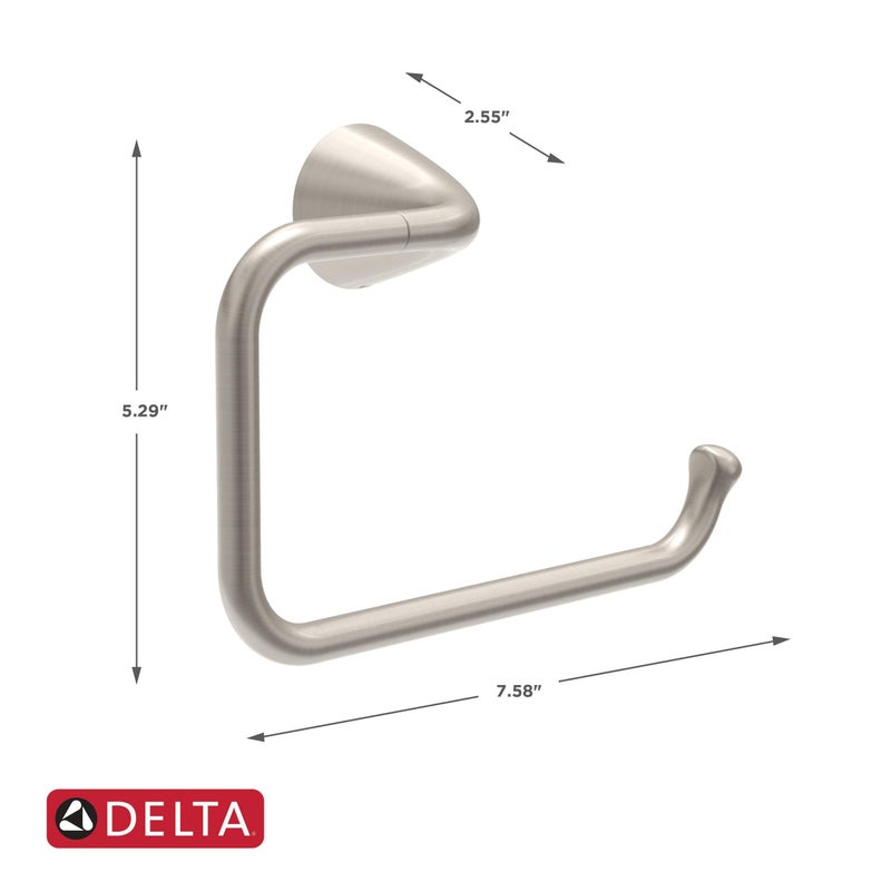 Delta Arvo (1-Pack) Hand Towel Holder SpotShield Brushed Nickel Towel Racks for Bathroom Wall Square Towel Ring Holder for Bath Towel Hanger for Kitchen, Bathroom Accessories ARV46-DN - Image 3