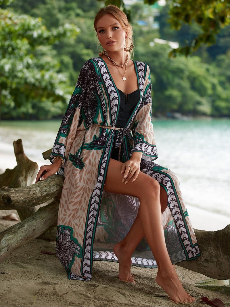 IMAGEKOPE Womenâ€™s Kimono Cover Up Long Beach Dress Swimsuit Cover Ups Colorful Cardigan Lightweight Robe for Swimwear - Image 5