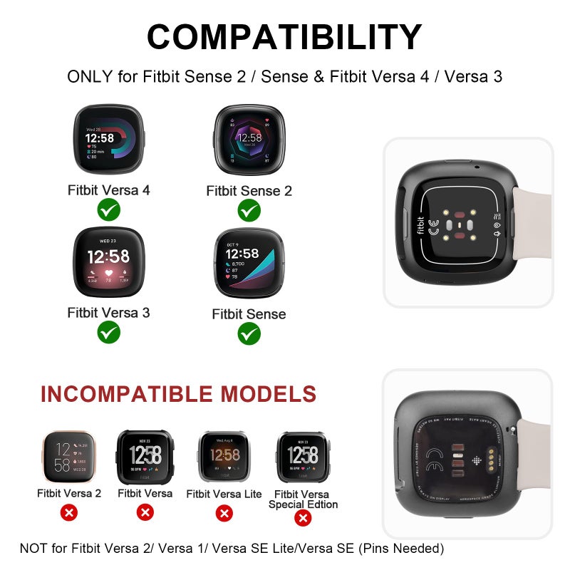 Vanjua حزام فانجوا متوافق مع فيتبيت سينس 2 / سينس، أحزمة فيتبيت فيرس 4 / فيرس 3 للنساء والرجال، حزام بديل ناعم من السيليكون لساعات فيتبيت سينس 2 / فيرس 4 الذكية (صغير، ضوء النجوم) - Image 5