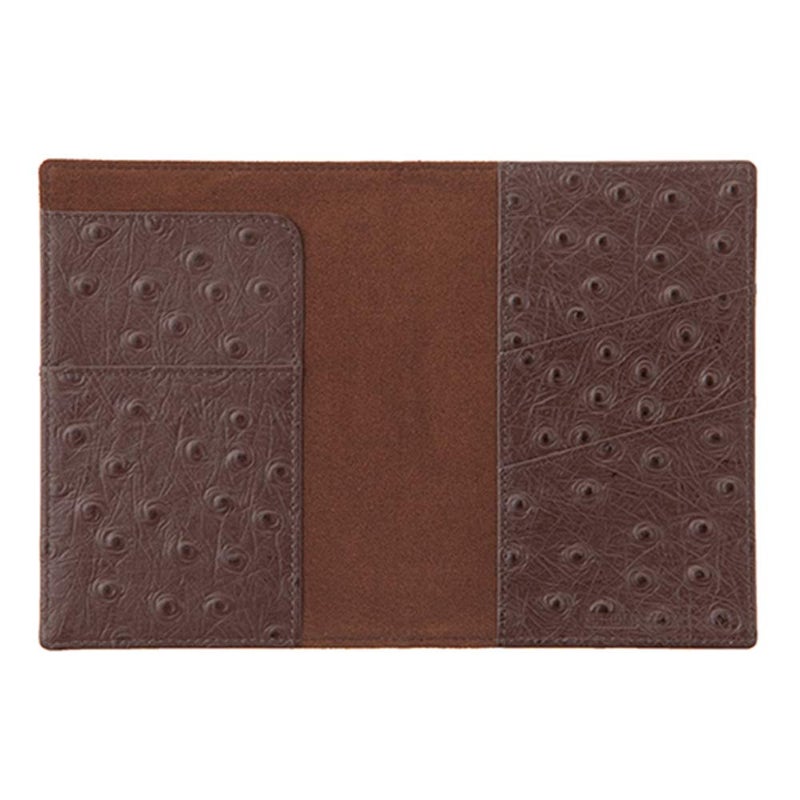 OROM PASSPORT HOLDER ostrich pattern leather travel wallet for men and women RFID blocking (brown) - Image 3