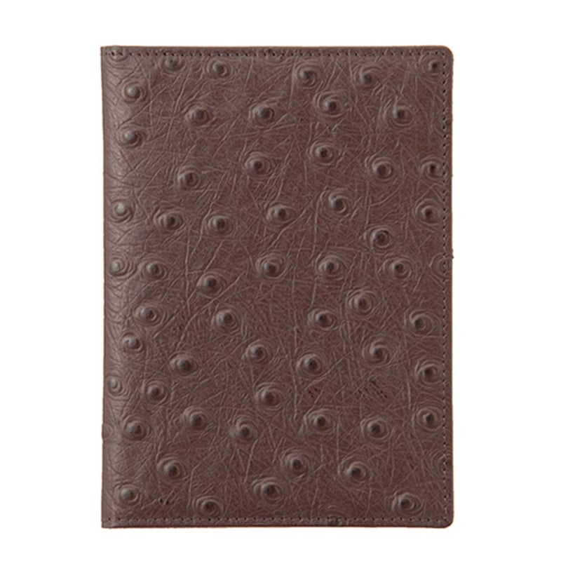 OROM PASSPORT HOLDER ostrich pattern leather travel wallet for men and women RFID blocking (brown) - Image 1