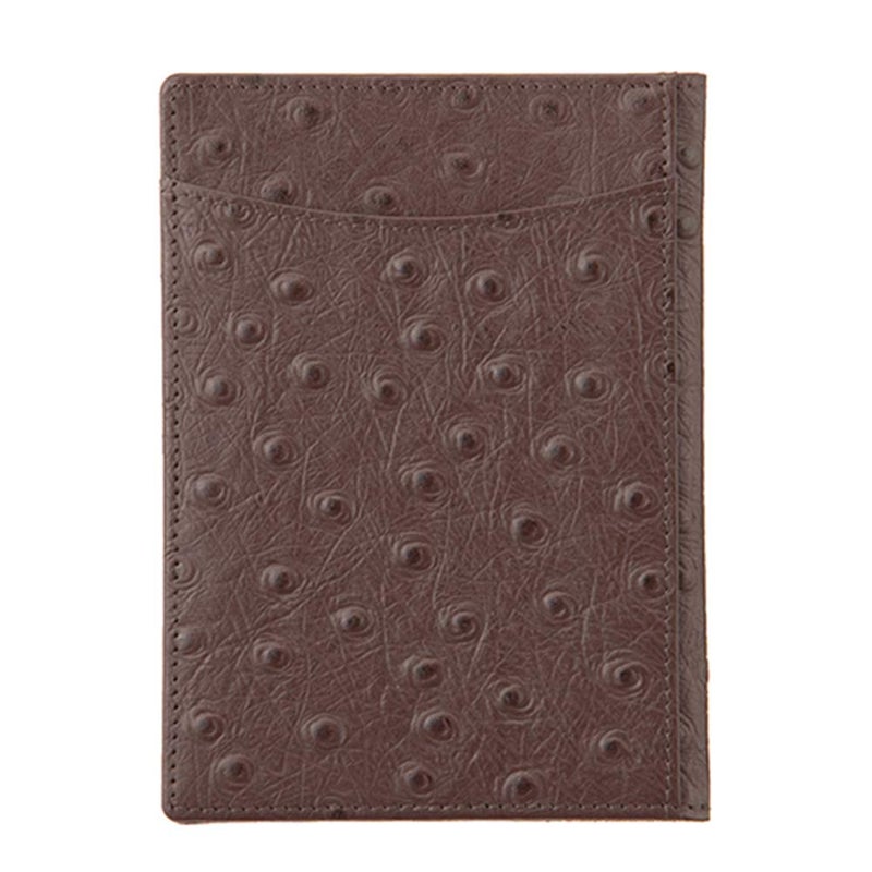 OROM PASSPORT HOLDER ostrich pattern leather travel wallet for men and women RFID blocking (brown) - Image 2